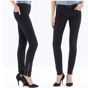 Madewell Skinny Skinny Zip Moto Jeans in Rebel Wash Indigo Blue Size 28‎